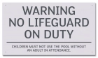 State Pool Sign - No Lifeguard - Minnesota Compliant