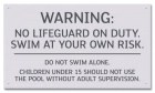 State Pool Sign - No Lifeguard on Duty - Maryland Compliant