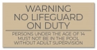 State Pool Sign - No Lifeguard - Texas Compliant