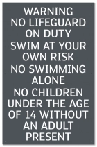 State Pool Sign - No Lifeguard - Virginia Compliant