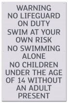 State Pool Sign - No Lifeguard - Virginia Compliant