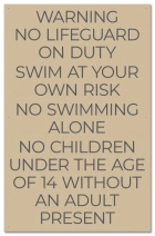 State Pool Sign - No Lifeguard - Virginia Compliant