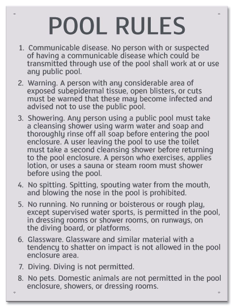 State Pool Sign - Pool Rules - Minnesota Compliant