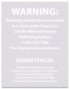 Texas Code - Human Trafficking Notice - Acrylic Material 