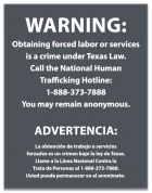 Texas Code - Human Trafficking Notice - Acrylic Material 