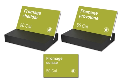 Breakfast Cheese Tabletop Easel Set - 2 Easels w/3 InsertsFrench-Canadian Version