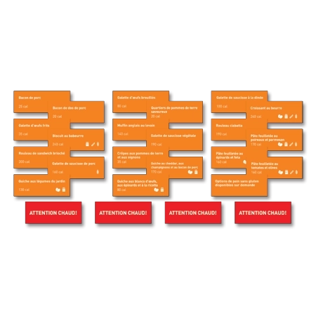 Breakfast Label Magnets - Orange & Red, Pack of 25French-Canadian Version