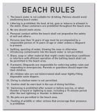 Illinois Beach Rules Sign