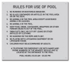 Mobile County, Alabama Pool Rules Sign