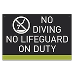 No Diving/No Lifeguard on Duty Sign