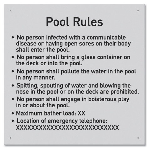 Ontario Canada Pool Rules Sign