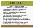 Pool Rules Sign w/Hours