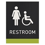 Restroom Sign w/Female & ISA Symbols