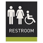Restroom Sign w/Unisex & ISA Symbols