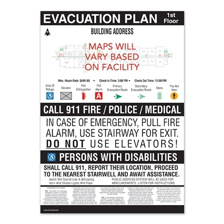 San Francisco, CAGuest Room Evac Map - Large - Celtec