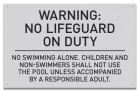 South Dakota No Lifeguard Pool Sign