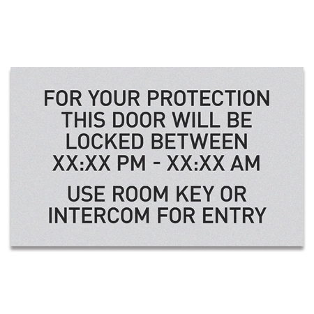 Use Room Key or Intercom for Entry Sign - Exterior