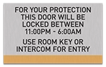 Use Room Key or Intercom for Entry Sign