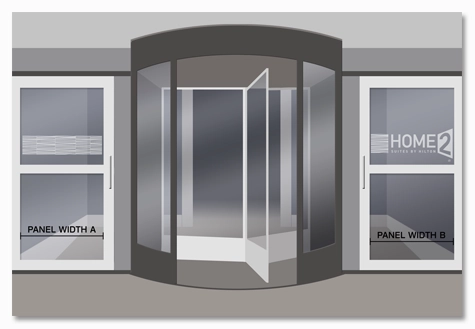 Vinyl Graphics for Home2SuitesRevolving/Hinged Door