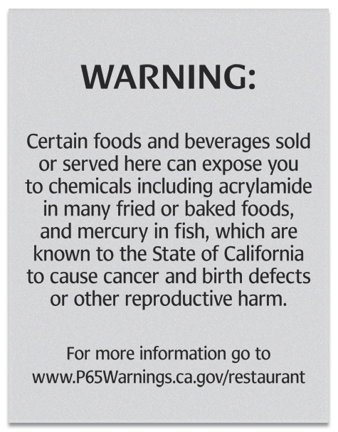 Warning Sign: Foods and Beverages