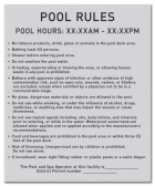 Washington DC Pool Rules with Hours Sign