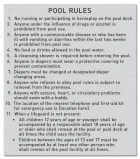 Washington Pool Rules Sign
