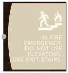 In Fire Emergency Sign w/ Symbol & No Braille