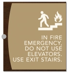 In Fire Emergency Sign w/ Symbol & No Braille