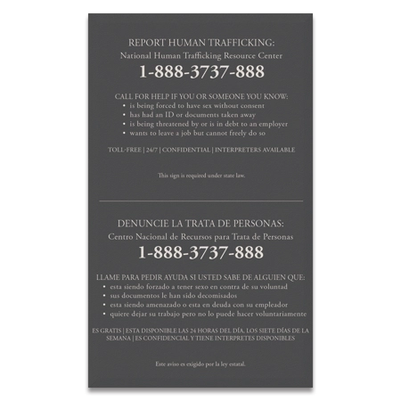 Maryland Code - Human Trafficking Notice - Acrylic Material