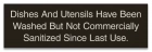 Not Commercially Sanitized Sign - Alabama Compliant