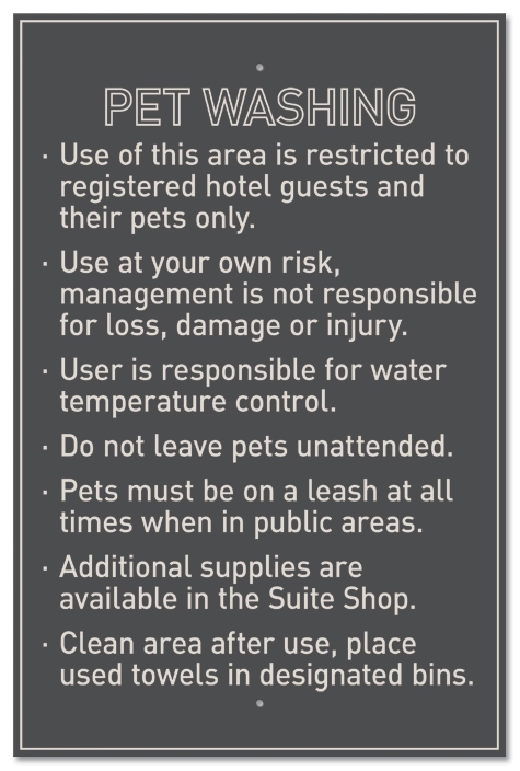 Pet Washing Rules Sign