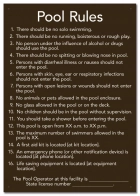 South Carolina Pool Rules Sign