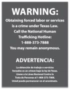 Texas Code - Human Trafficking Notice - Acrylic Material