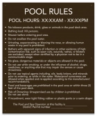 Washington DC Pool Rules with Hours Sign