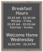 Welcome Home Wednesdays and Breakfast Hours Sign
