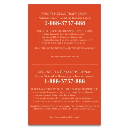 Maryland Large Human Trafficking Notice - Acrylic