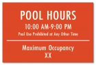 New York Pool Hours and Max Occupancy Sign
