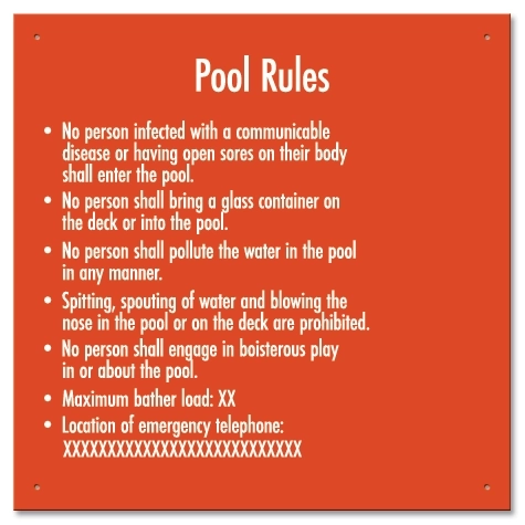 Ontario Canada Pool Rules Sign