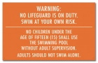 Washington DC No Lifeguard Pool Rules Sign