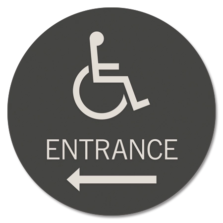 Accessible Entrance Sign w/ISA Symbol & Left Arrow