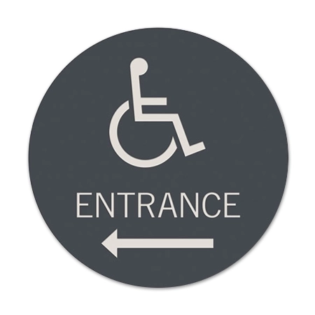 Accessible Entrance Sign w/ISA Symbol & Left Arrow