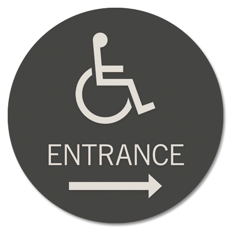 Accessible Entrance Sign w/ISA Symbol & Right Arrow