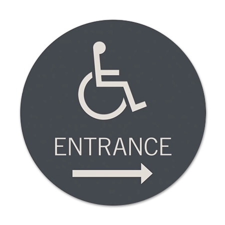 Accessible Entrance Sign w/ISA Symbol & Right Arrow