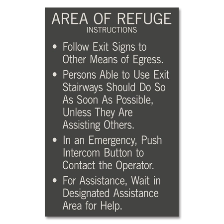 Area of Refuge Instructions Sign