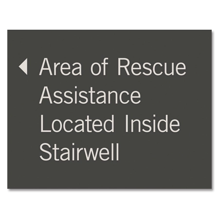 Area of Rescue Assistance Directional Sign - Left Arrow