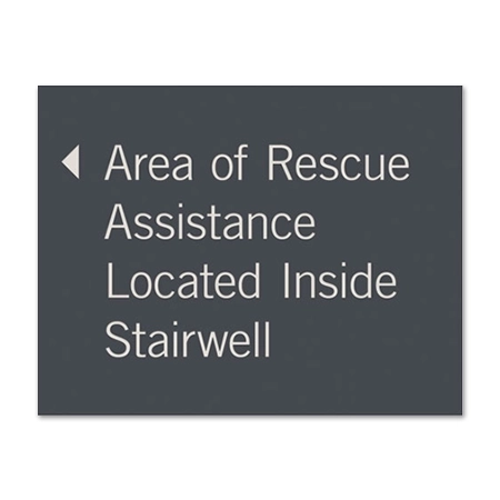 Area of Rescue Assistance Directional Sign - Left Arrow