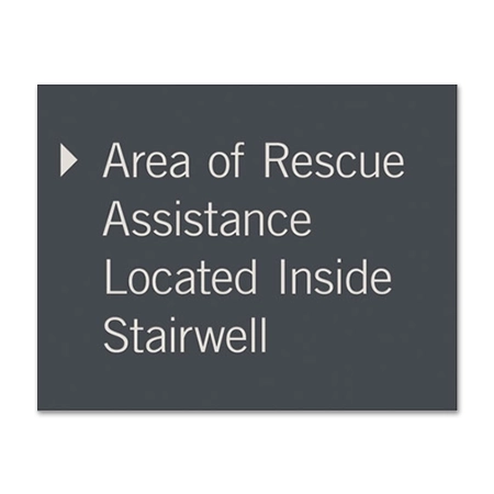Area of Rescue Assistance Directional Sign - Right Arrow