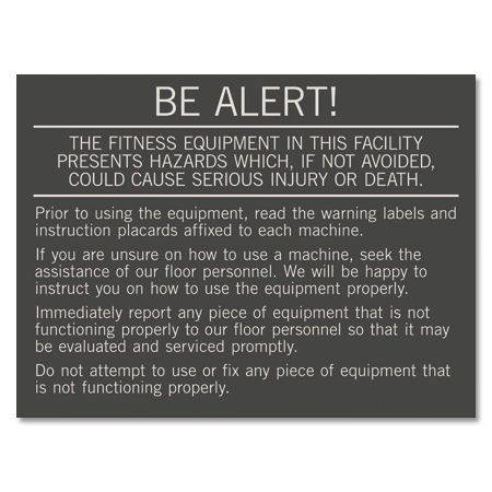 BE ALERT! Fitness Center Rules