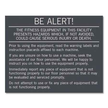 BE ALERT! Fitness Center Rules