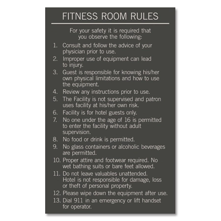 Fitness Center Rules Sign
